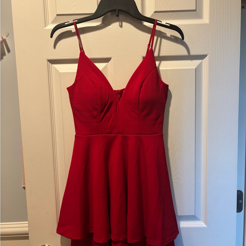 Elegant Red Spaghetti Strap Dress